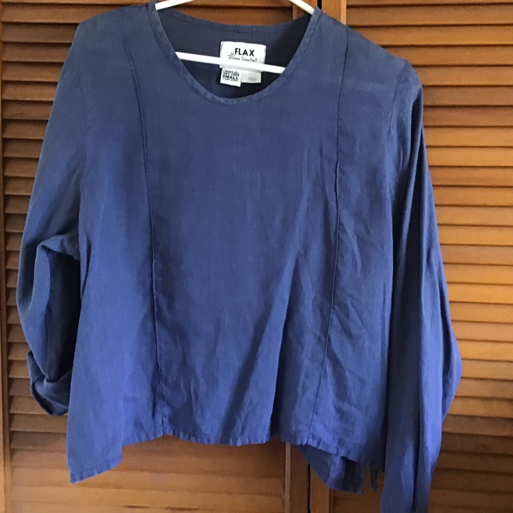 Flax linen blouse. Small but fits medium.. Dark blue